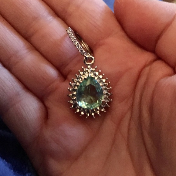 Peridot and Crystal Teardrop Earrings - Picture 3 of 4